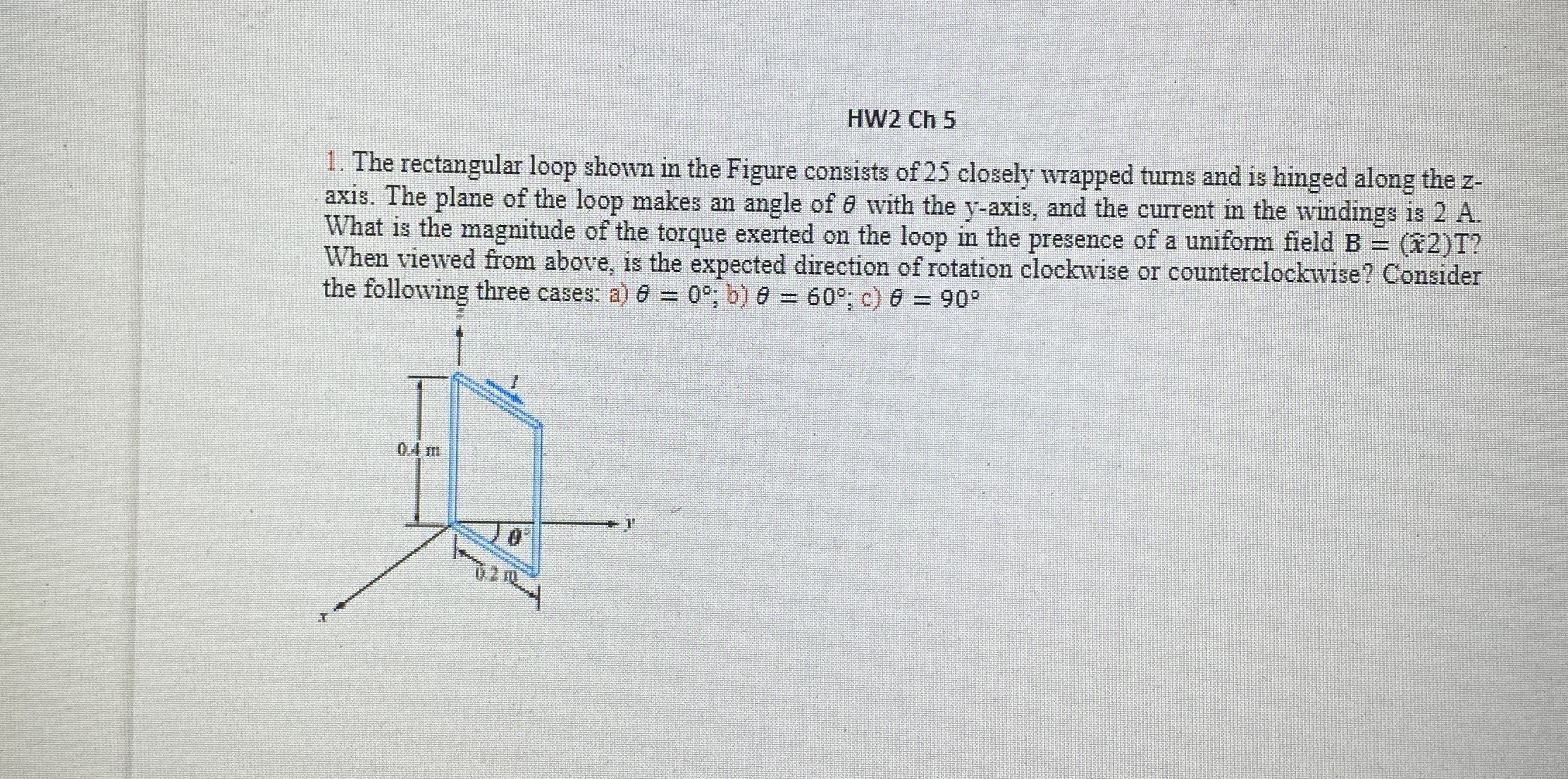Solved HW2 ﻿Ch 5The rectangular loop shown in the Figure | Chegg.com