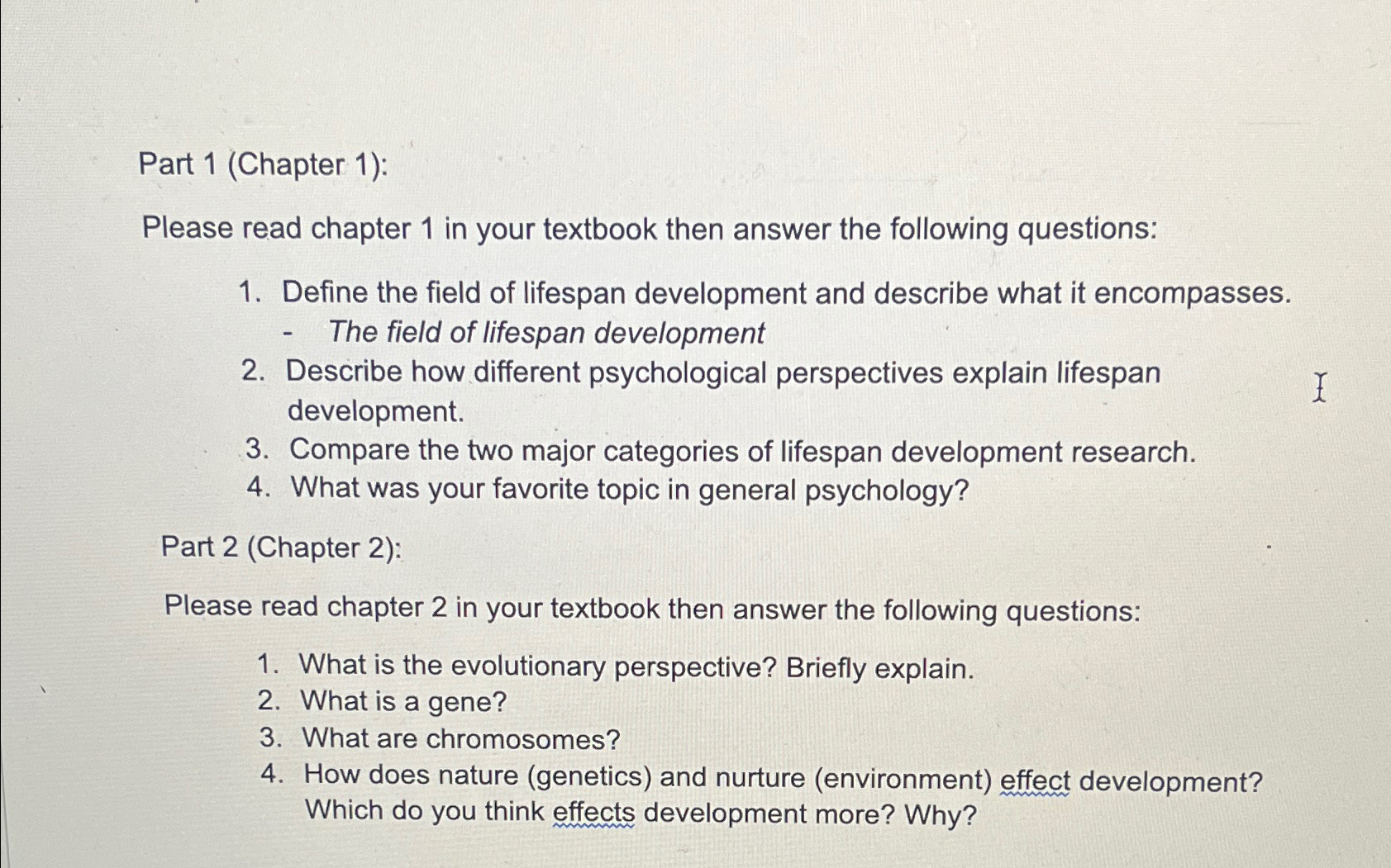 Part 1 (Chapter 1):Please read chapter 1 ﻿in your | Chegg.com