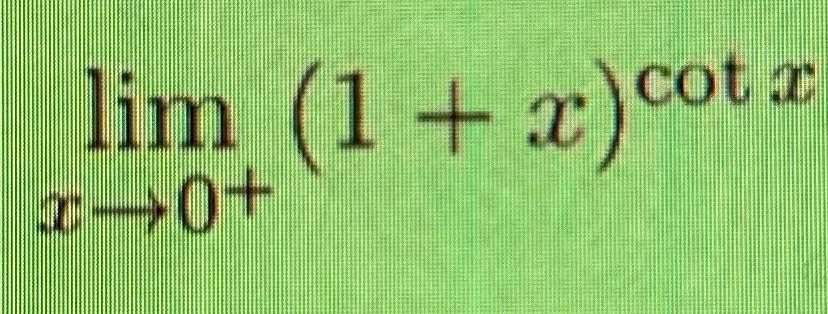Solved Limx→0 1 X Cotx