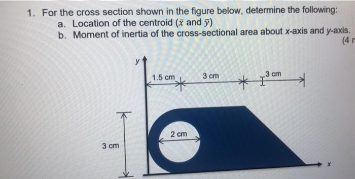 Solved 1. For the cross section shown in the figure below, | Chegg.com