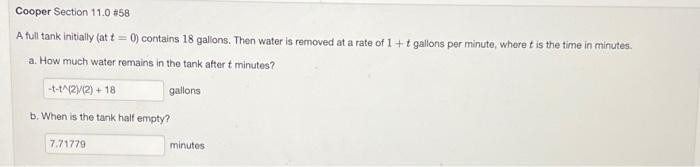 Solved Cooper Section 11.0 858 A full tank initially (at t = | Chegg.com