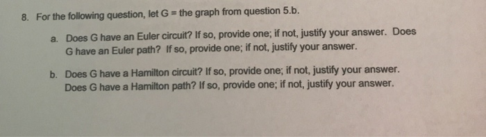 Solved 8. For the following question, let G = the graph from | Chegg.com