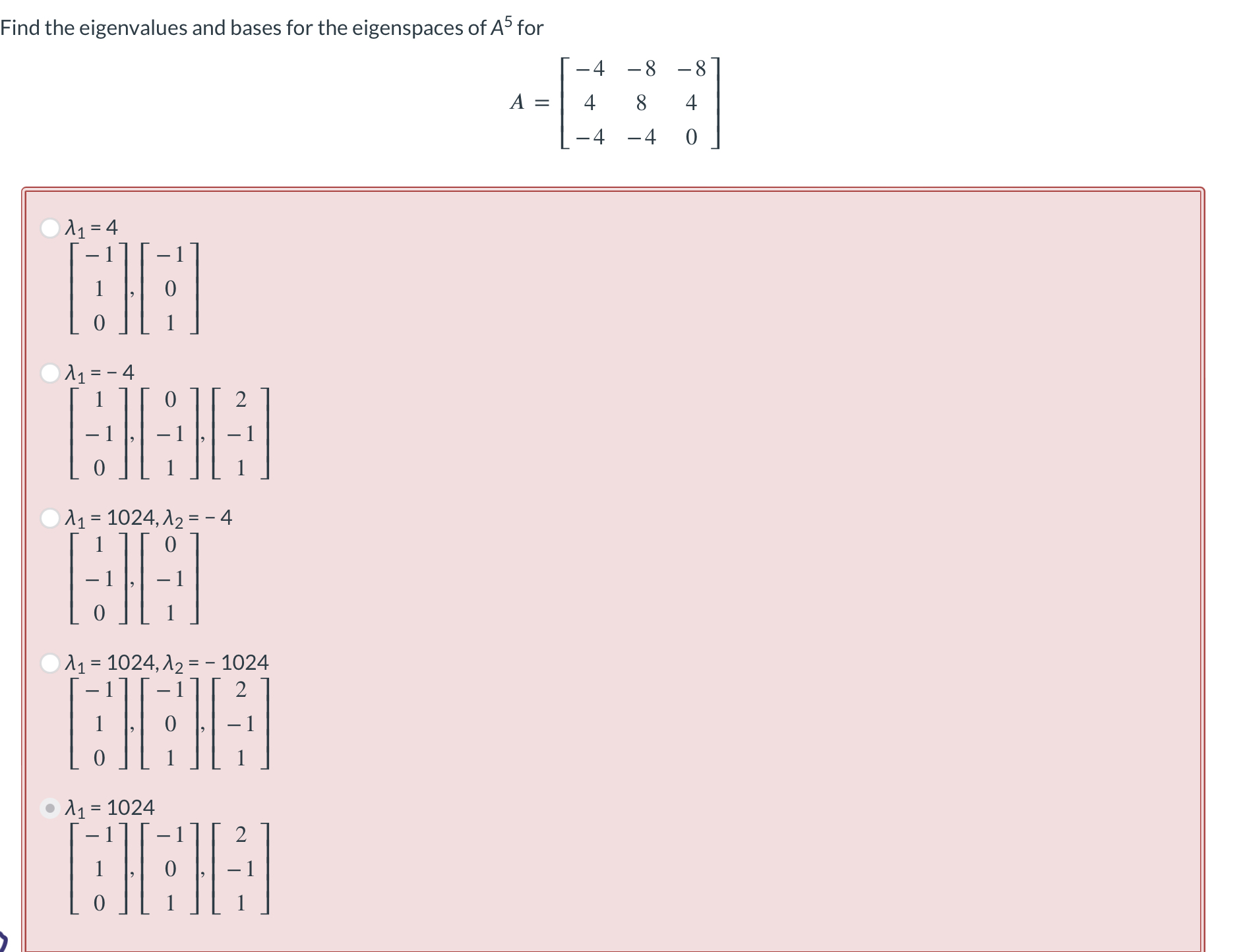 Solved Find the eigenvalues and bases for the eigenspaces of | Chegg.com