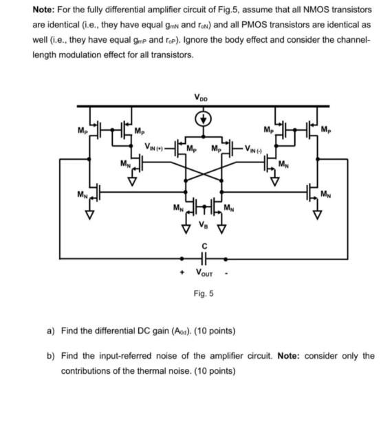 Solved Note: For the fully differential amplifier circuit of | Chegg.com