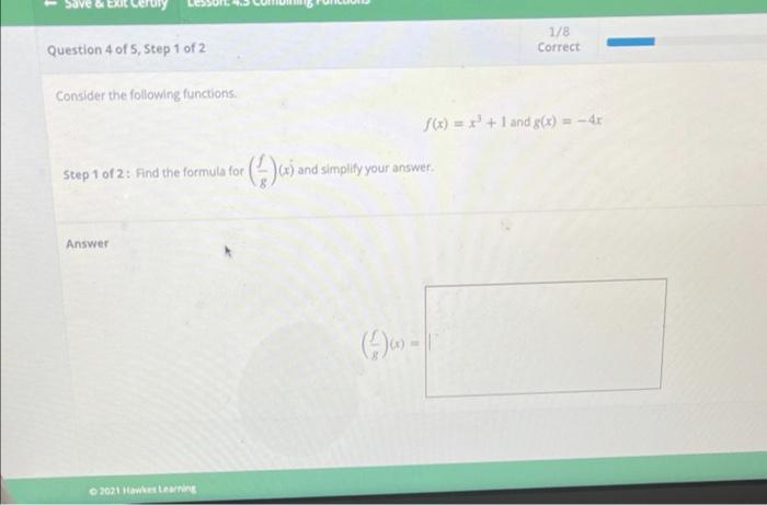 Solved 1/8 Correct Question 4 of 5, Step 1 of 2 Consider the | Chegg.com