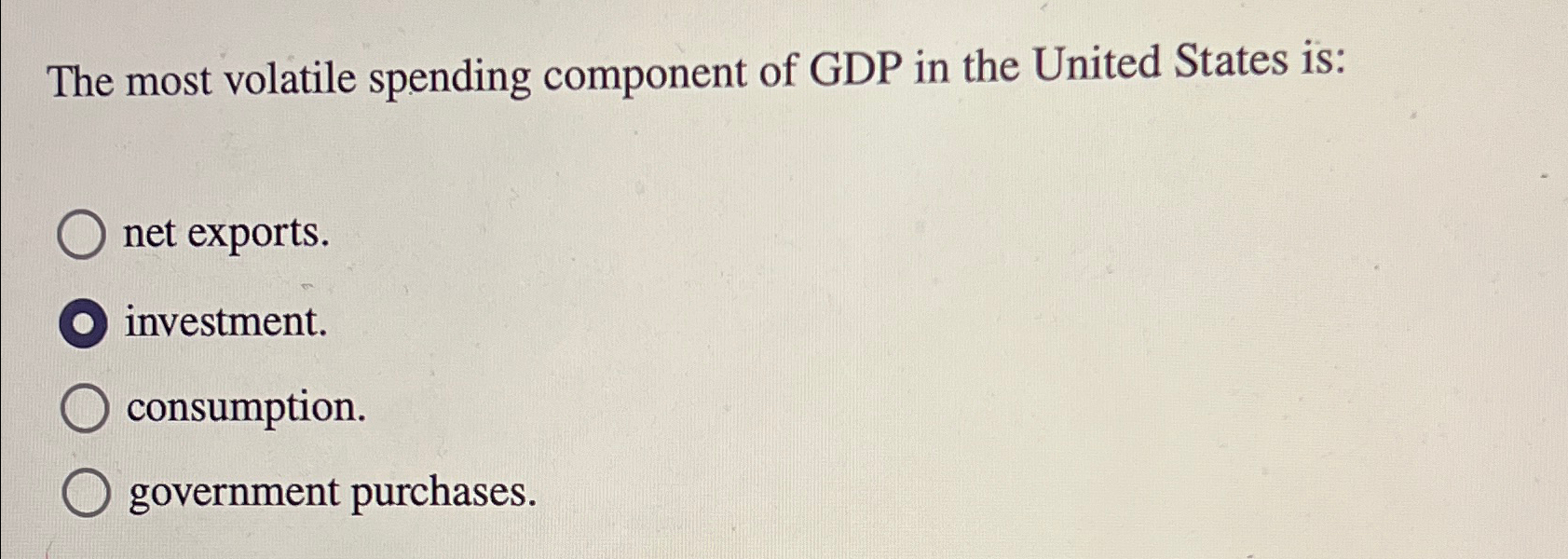Solved The most volatile spending component of GDP in the