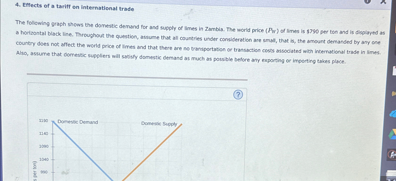Solved Effects of a tariff on international tradeThe | Chegg.com