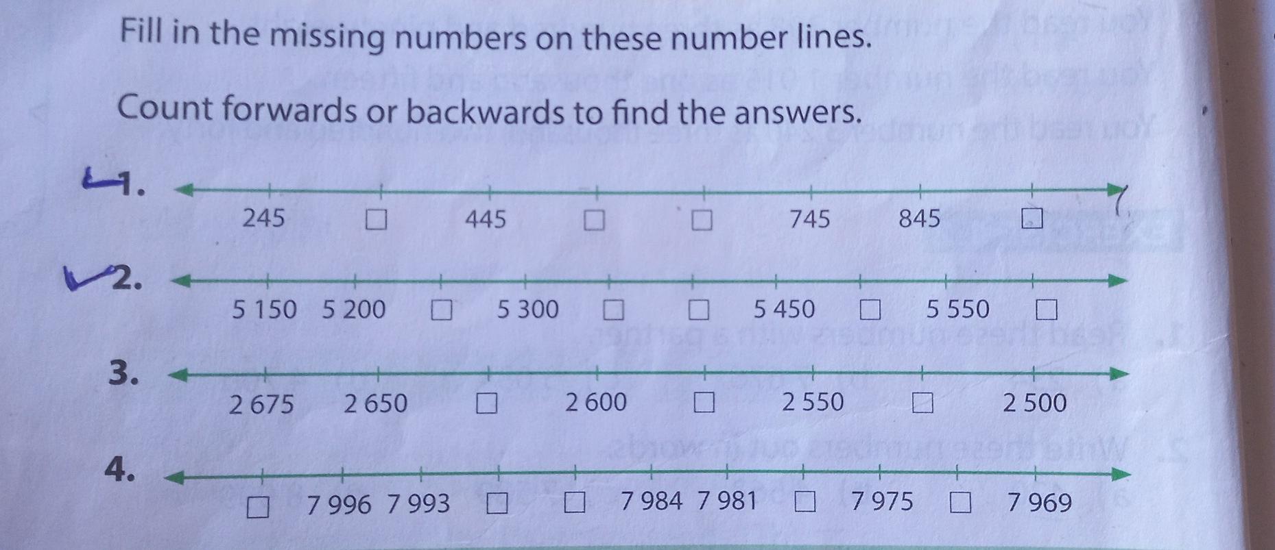 Solved Fill In The Missing Numbers On These Number Lines Chegg Com
