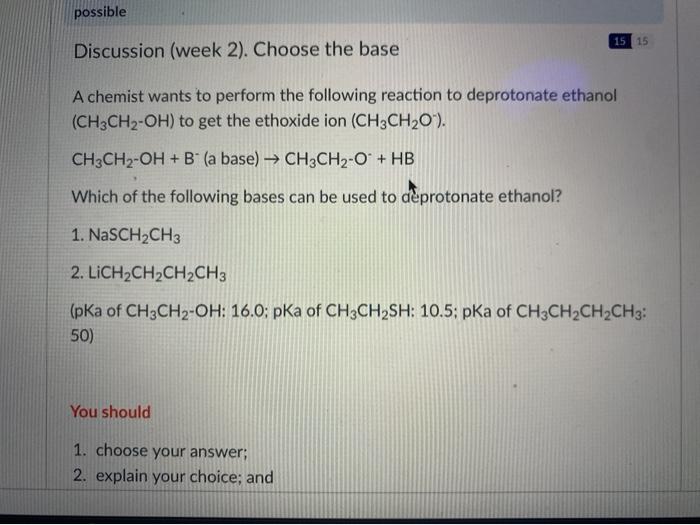 Solved possible 15 15 Discussion (week 2). Choose the base A | Chegg.com