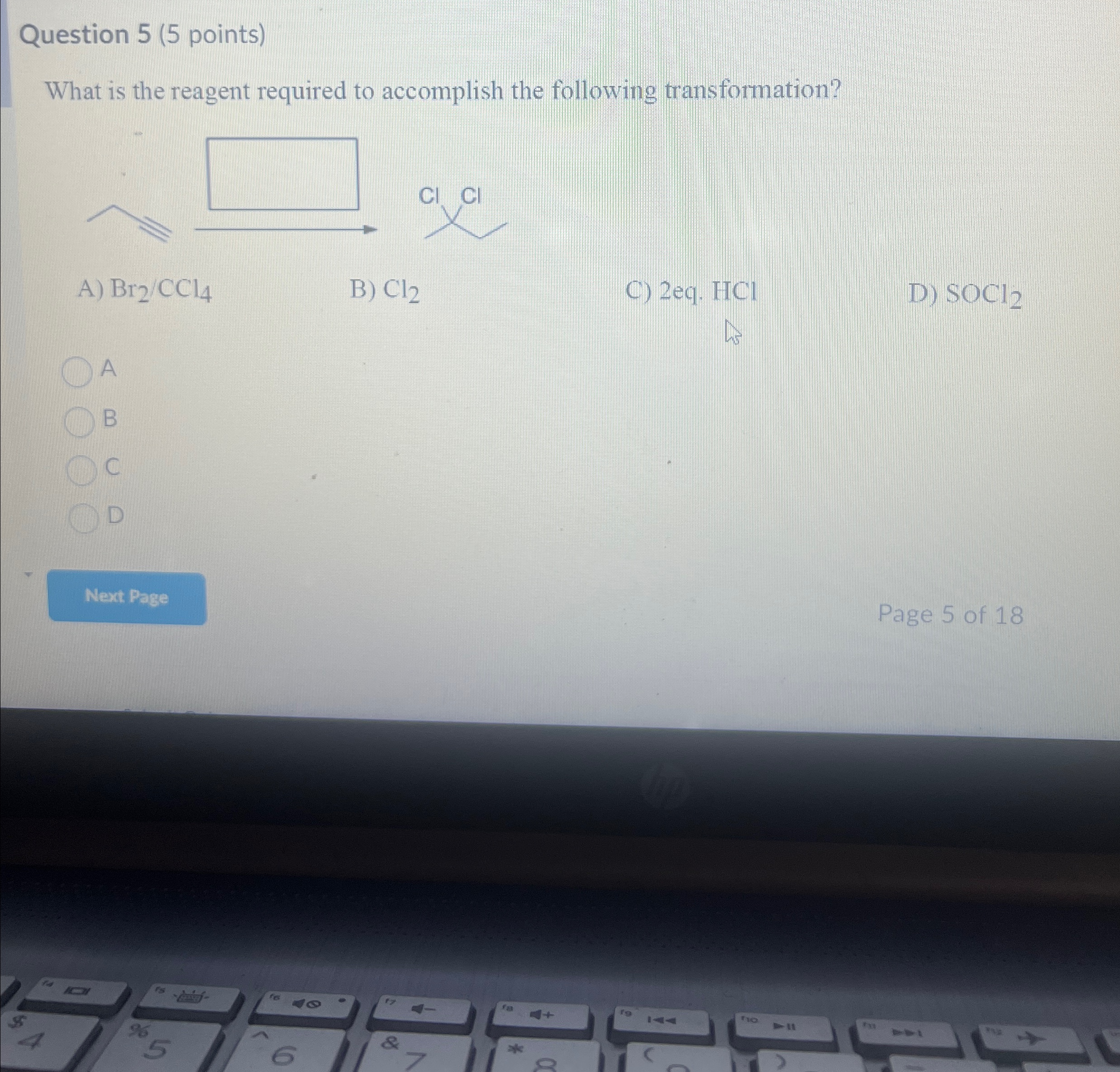 Solved Question 5 (5 ﻿points)What is the reagent required to | Chegg.com