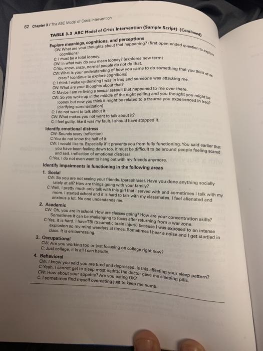 Part One: Using the case example (p. 61-65) in the | Chegg.com