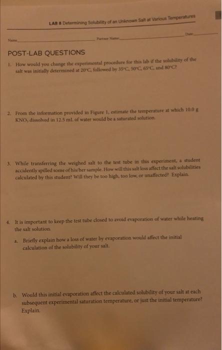 Solved LAR & Determining Solubility of Unknown Salt at | Chegg.com