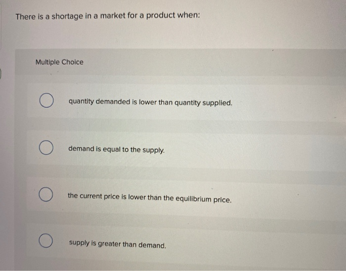 Solved There is a shortage in a market for a product when