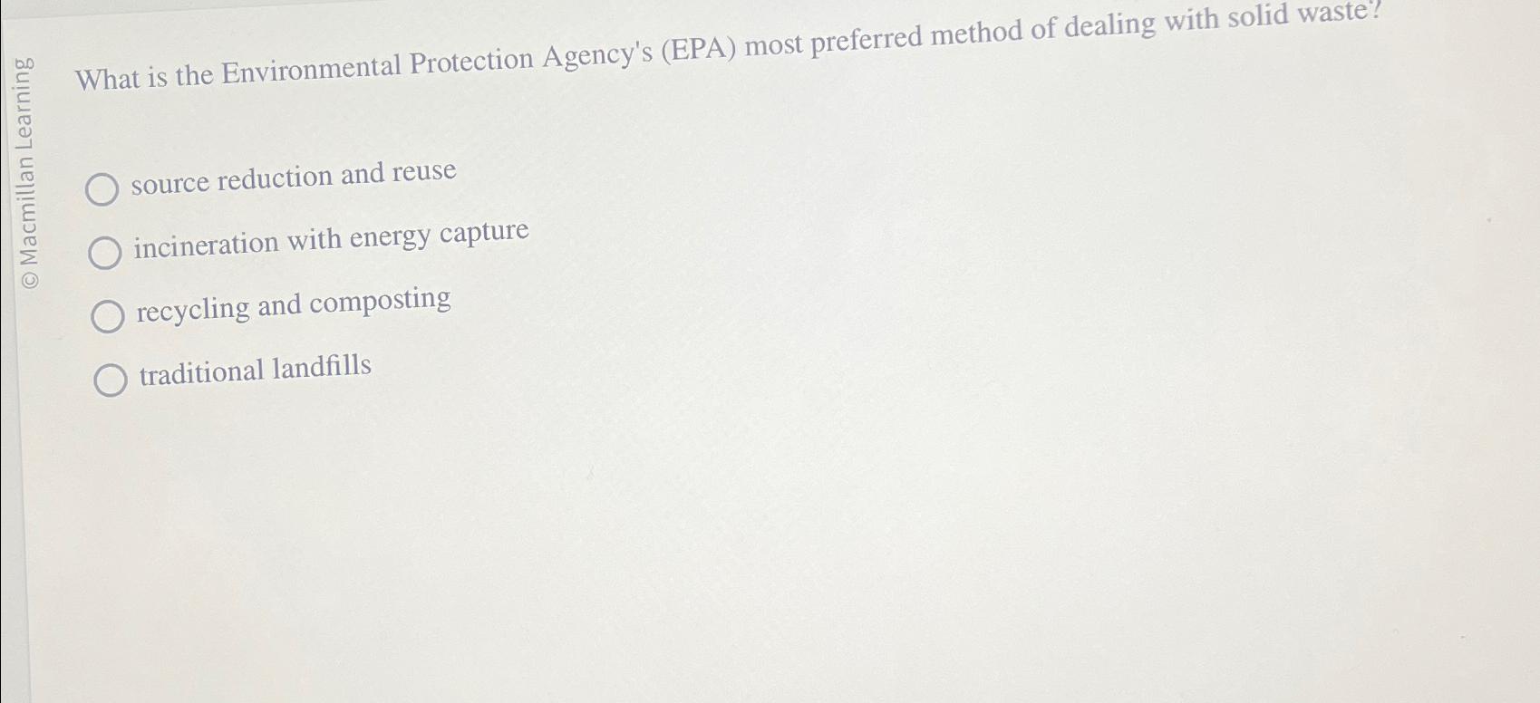 Solved What Is The Environmental Protection Agency's (EPA) | Chegg.com