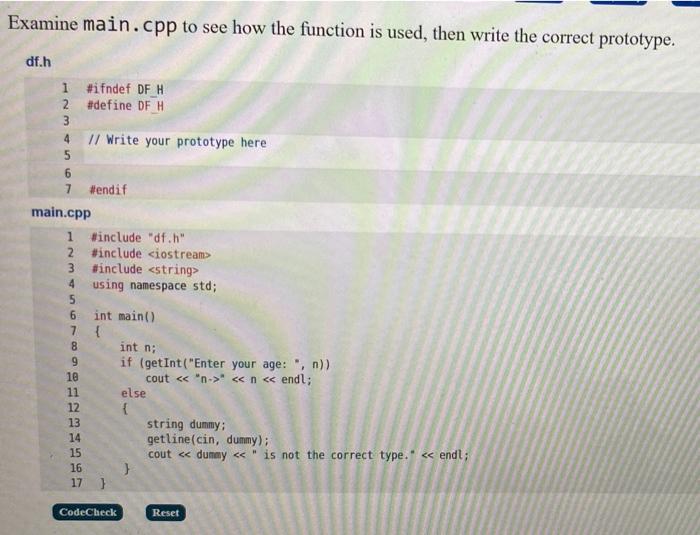 Solved Examine main.cpp to see how the function is used, | Chegg.com
