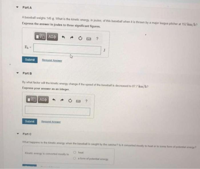 Solved Part A A baseball weighs 145 g What is the