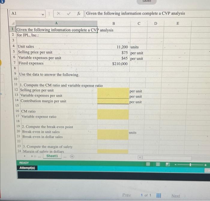 Solved Answers needed for the highlighted cells, formula | Chegg.com