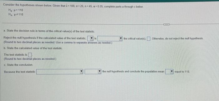 Solved Consider The Hypotheses Shown Below Given That 3483