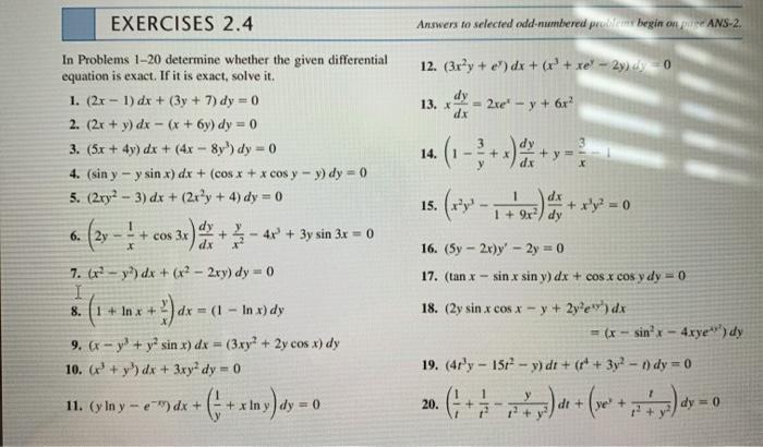 Solved In Problems 1-20 determine whether the given | Chegg.com