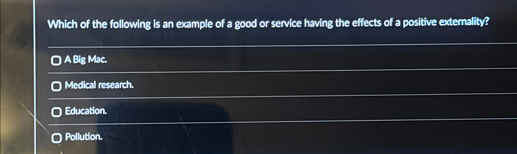 Solved Which of the following is an example of a good or | Chegg.com