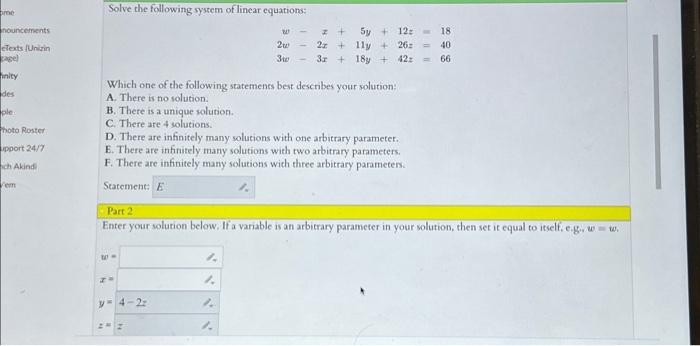 Solved Solve the following system of linear equations: | Chegg.com