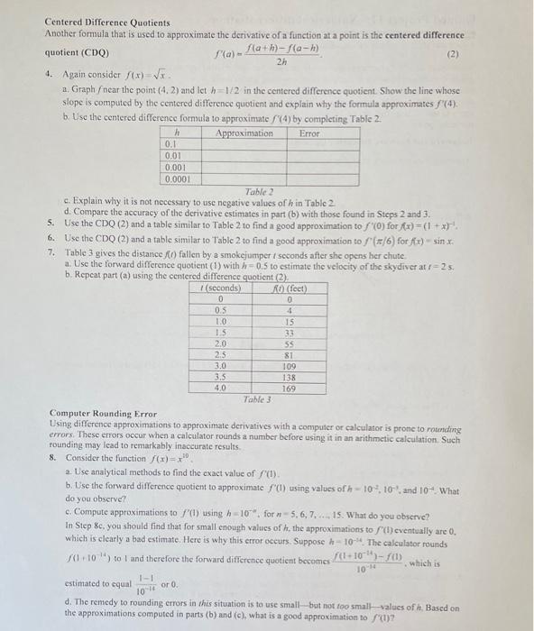 Solved Guided Project 11: Numerical differentiation Topics | Chegg.com