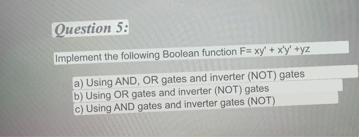 Solved Implement The Following Boolean Function | Chegg.com