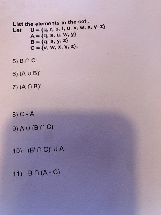 Solved Let List The Elements In The Set U Q R S T Chegg Com