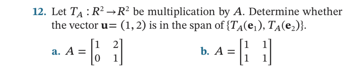 Solved Let TA:R2→R2 ﻿be multiplication by A. ﻿Determine | Chegg.com