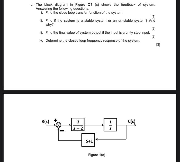 Solved c. The block diagram in Figure Q1 (c) shows the | Chegg.com