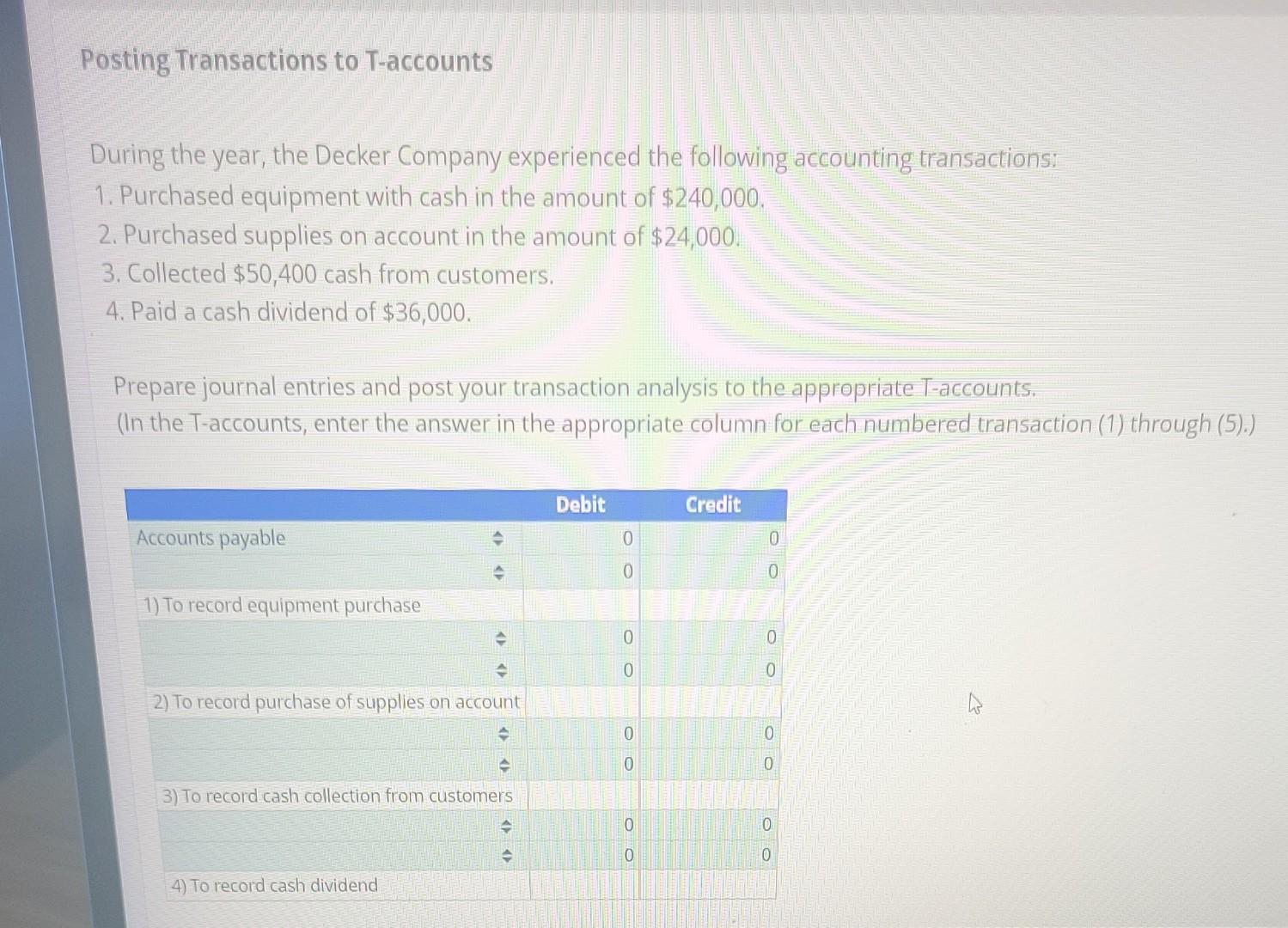 Solved Posting Transactions to T-accounts During the year, | Chegg.com