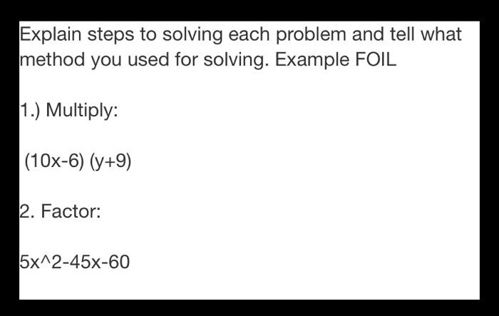 Solved Explain steps to solving each problem and tell what | Chegg.com