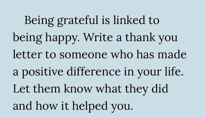 Solved Being grateful is linked to being happy. Write a | Chegg.com