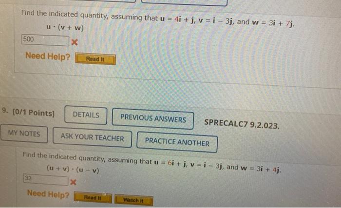 Solved Find The Indicated Quantity Assuming That U 4i Chegg Com