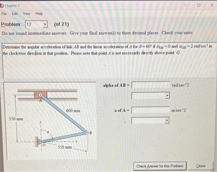 Solved Determine the angular acceleration of A for theta = | Chegg.com