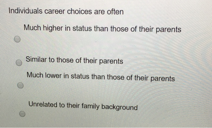 Solved Individuals Career Choices Are Often Much Higher In | Chegg.com