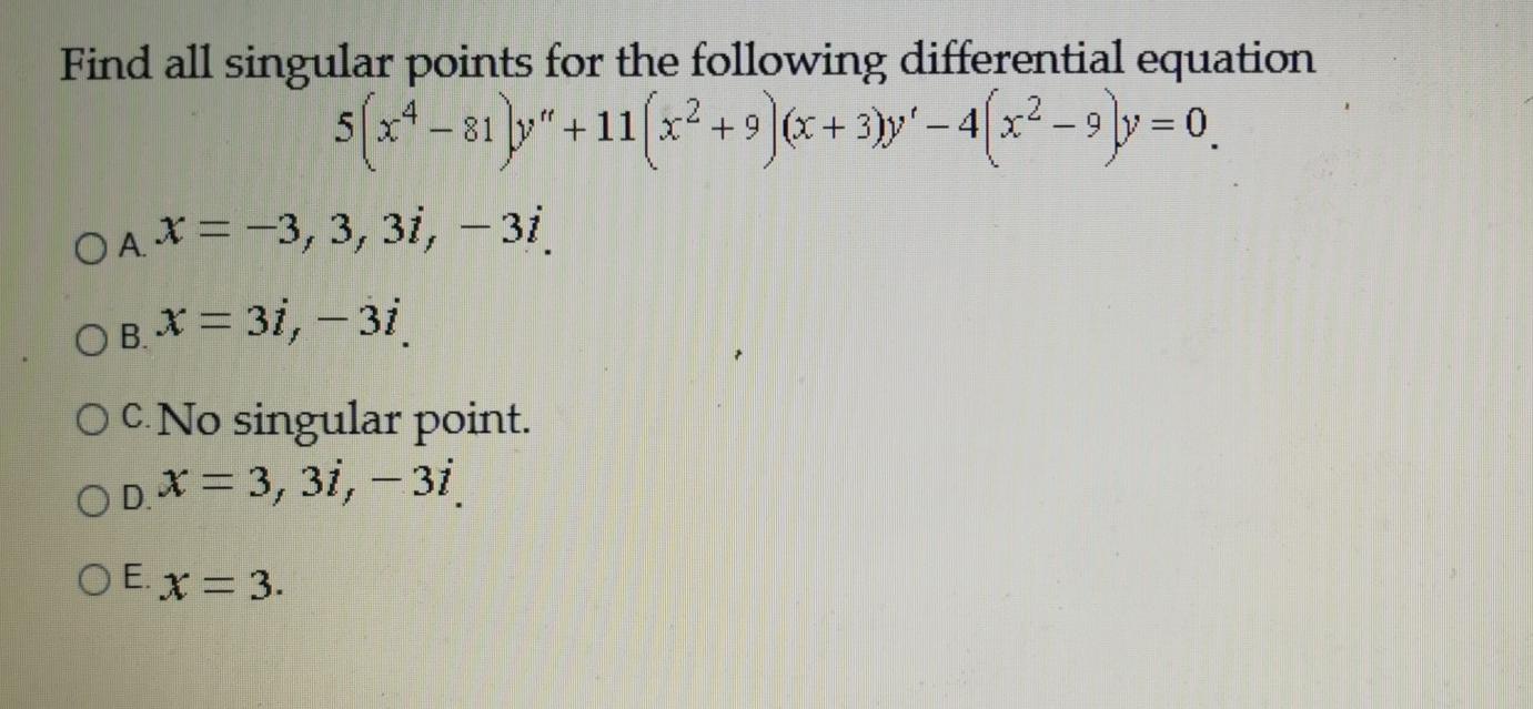 Solved Find All Singular Points For The Following | Chegg.com