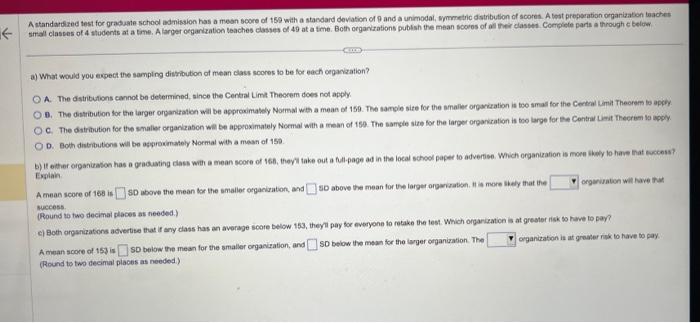 solved-a-standarfized-test-for-graduate-school-admission-has-chegg