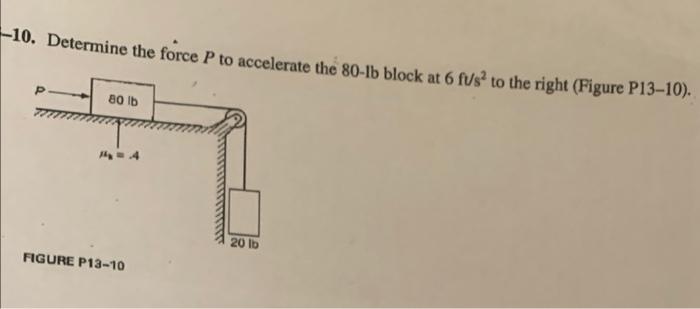 Solved -10. Determine the force P to accelerate the 80-lb | Chegg.com