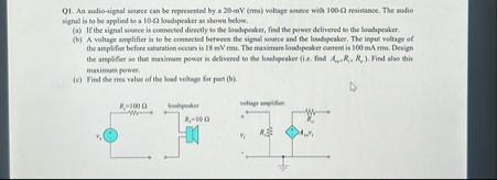 Q1. ﻿An audiosignal source can be represenlod by a