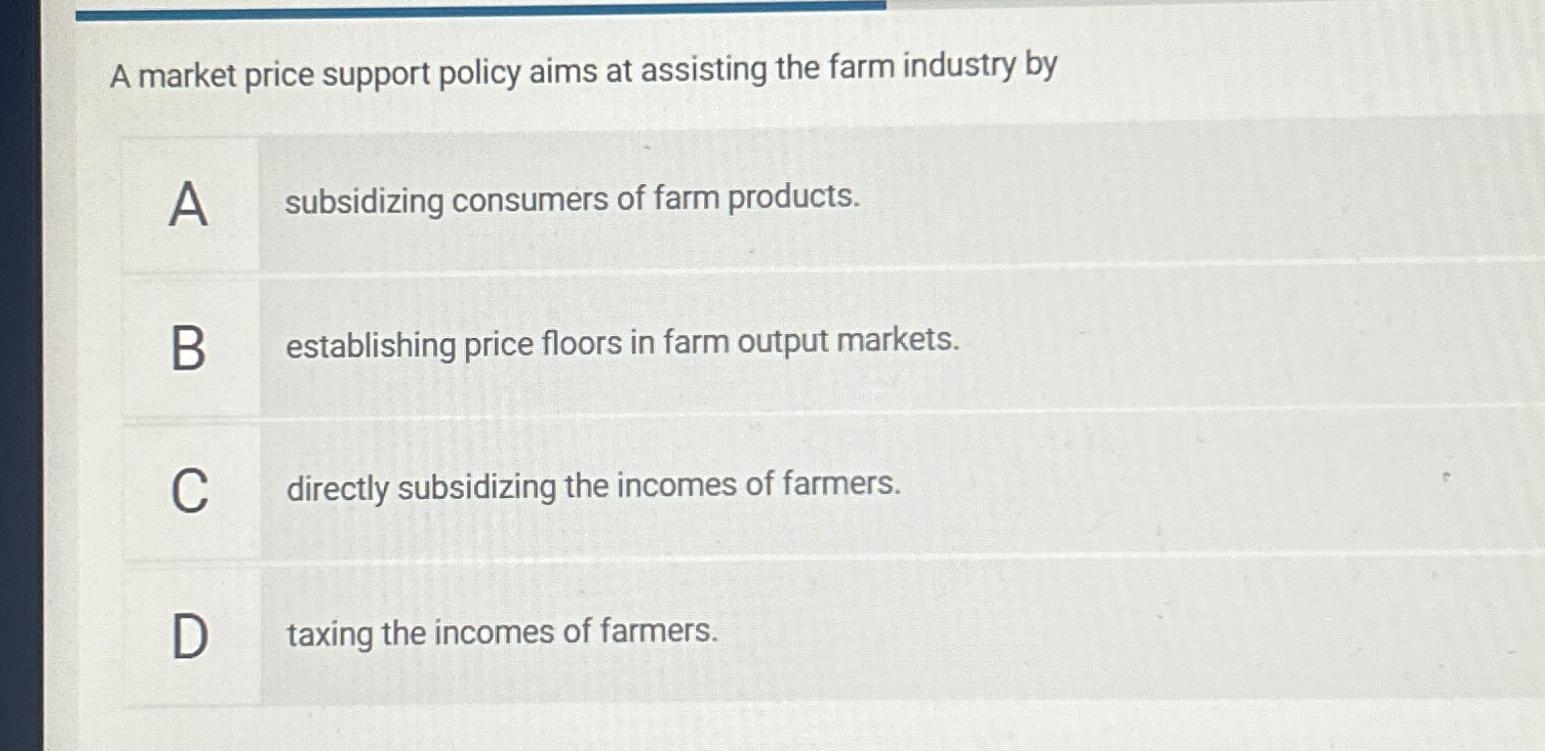 Solved A market price support policy aims at assisting the