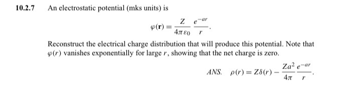 Solved 10.2.7 An electrostatic potential (mks units) is | Chegg.com