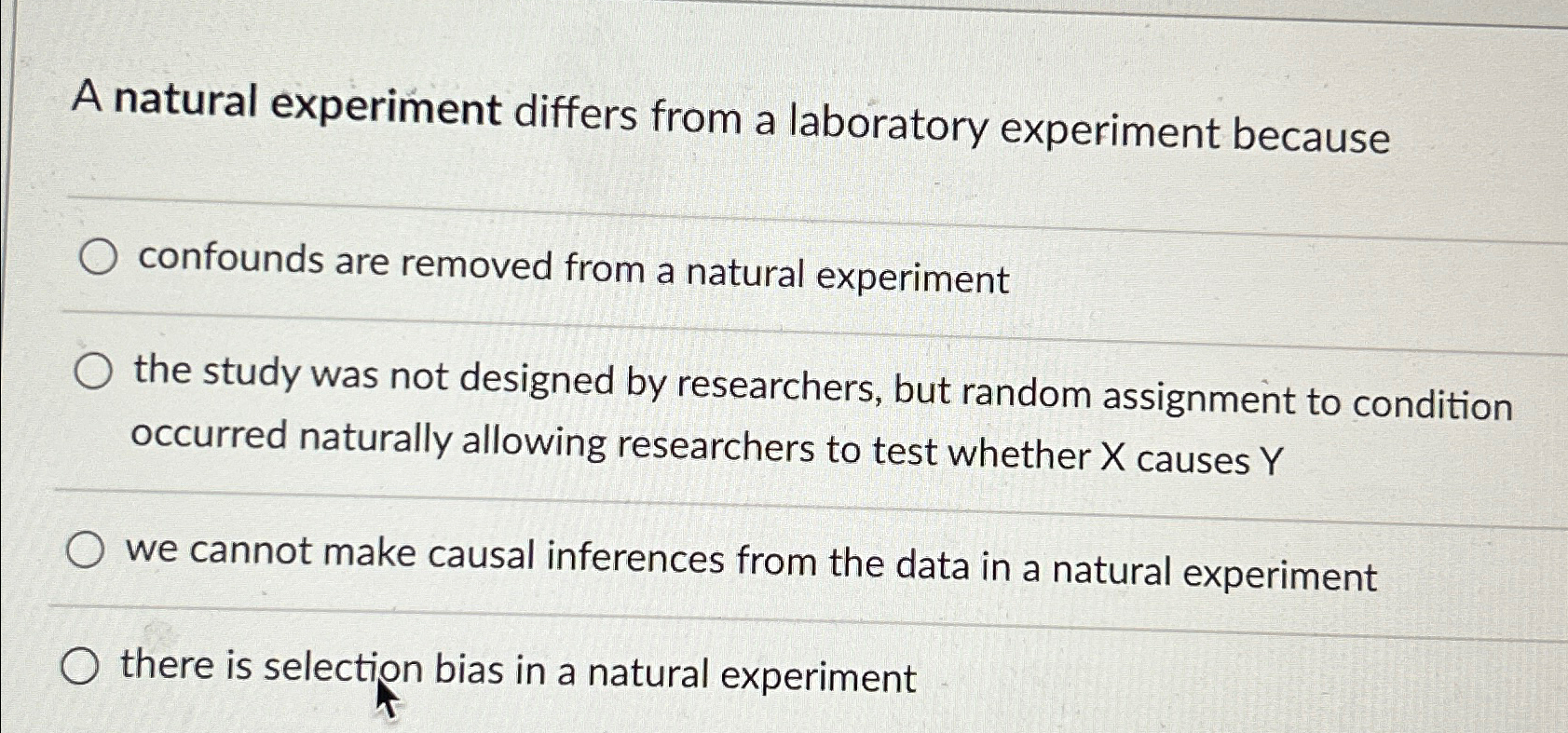 a natural experiment is quizlet