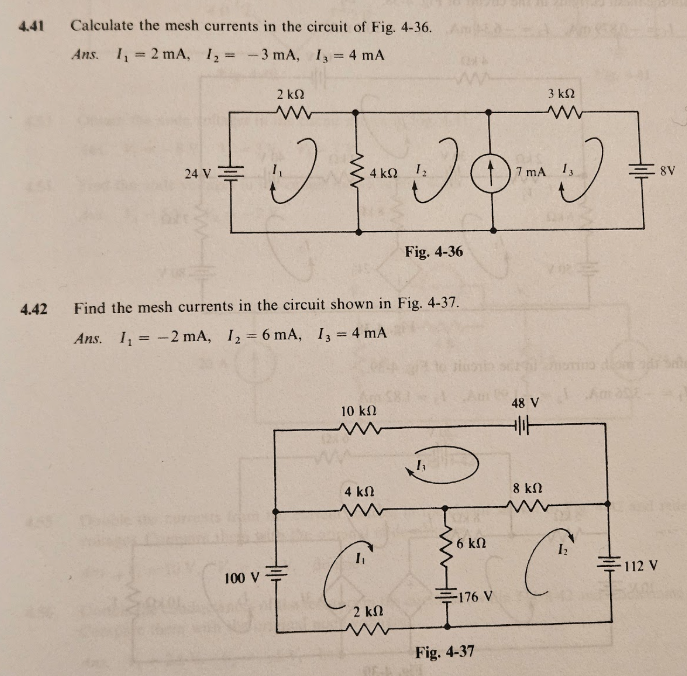 Solved 4.41 ﻿Calculate the mesh currents in ﻿the circuit of | Chegg.com
