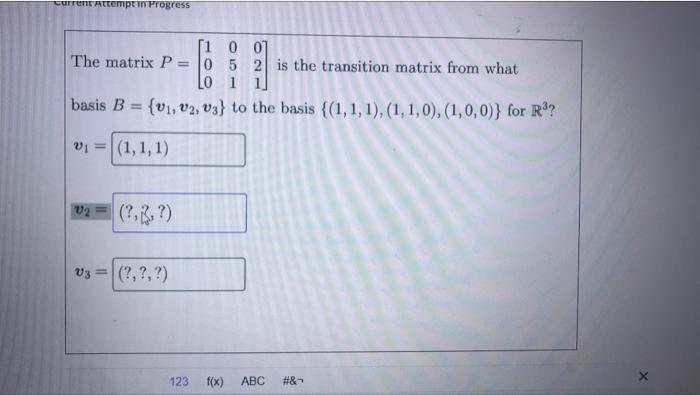 Solved CUTTUTTAttempt in Progress - [100] The matrix P 0 5 2 | Chegg.com