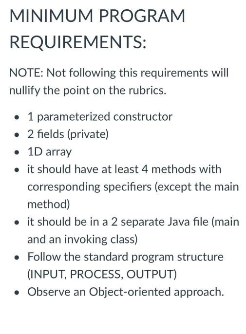 Solved Create a simple Java program that will require a | Chegg.com