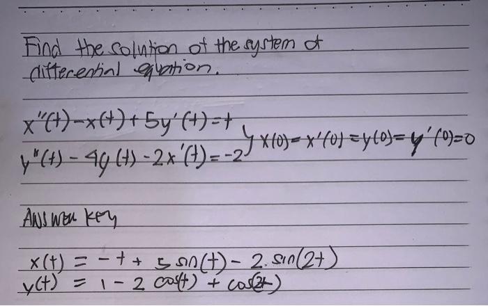 Solved Find the solution of the system of differential | Chegg.com