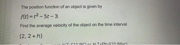 Solved The position function of an object is given by | Chegg.com