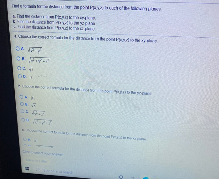 Solved Find a formula for the distance from the point | Chegg.com