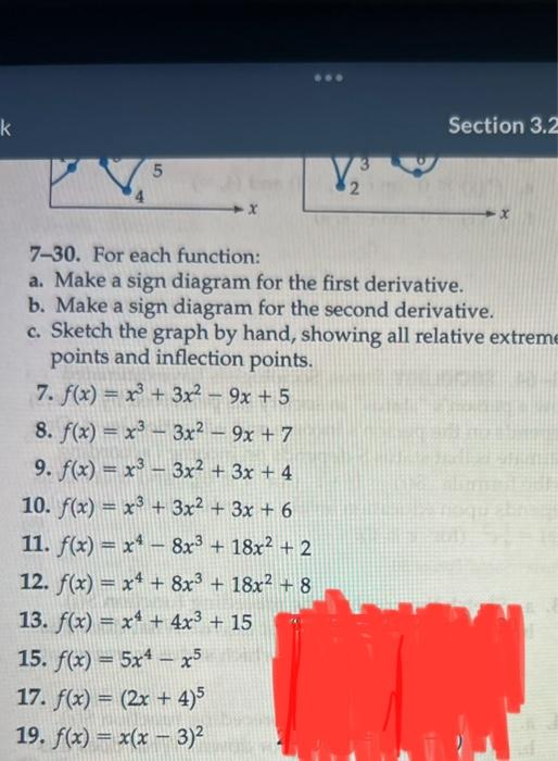 Solved 7−30. For each function: a. Make a sign diagram for | Chegg.com